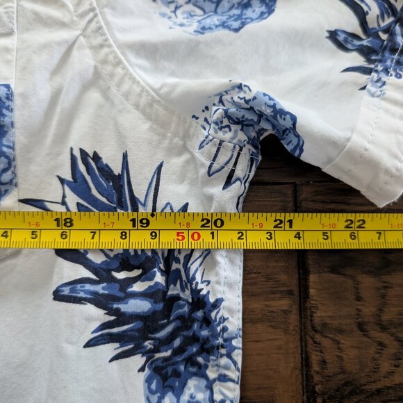 Pineapple short sleeve button down shirt blue size medium - Picture 11 of 15